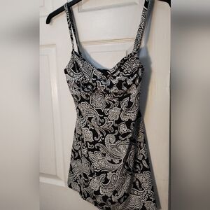 Black and White Paisley Swimsuit Dress